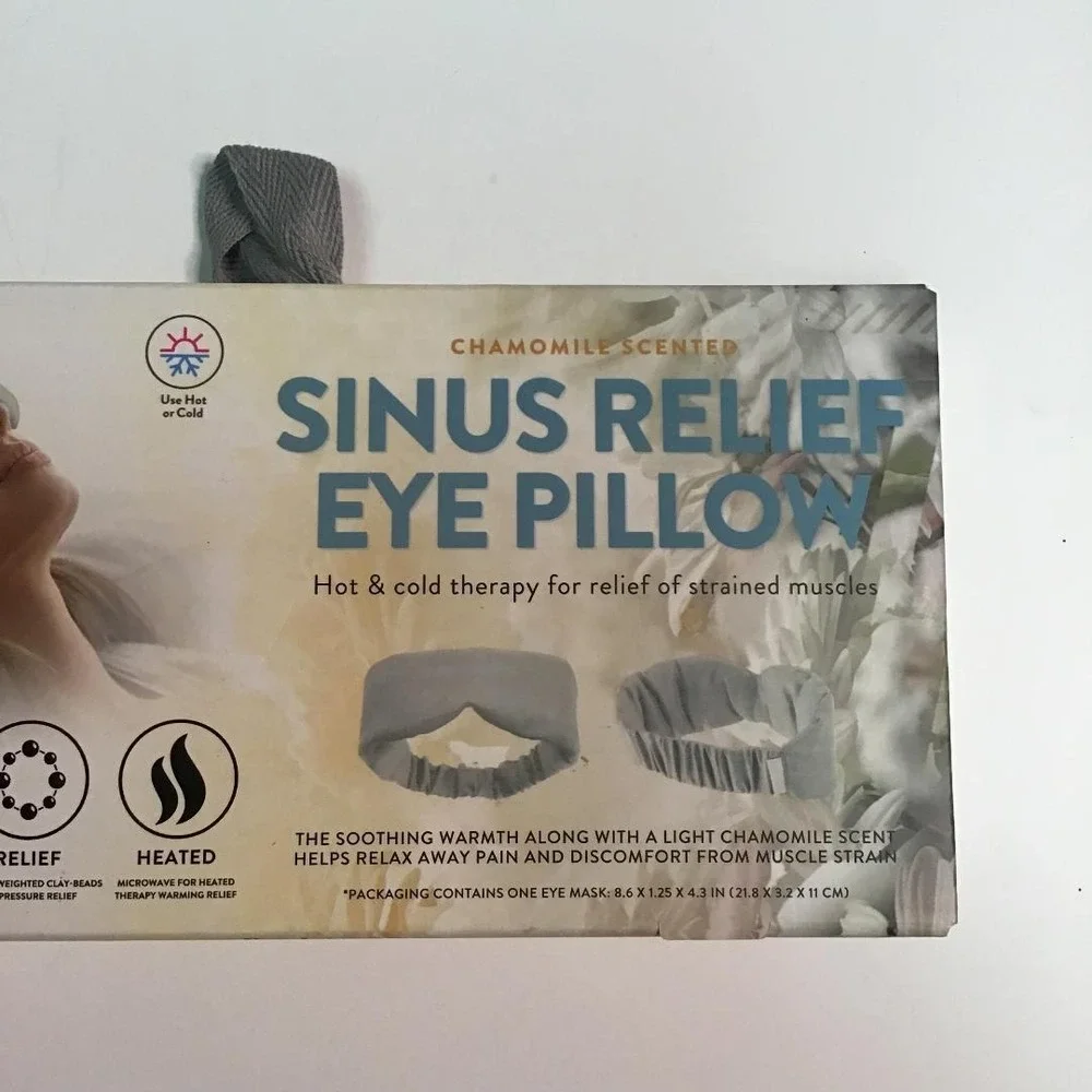 Brookstone Sinus Relief Eye Pillow Chamomile Scented Hot Cold Therapy Gray NEW